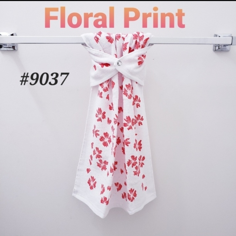 #9037-D ■NEW! FLORAL Hang'N'Snap Hand Towel🤍Select Plastic snap🤍